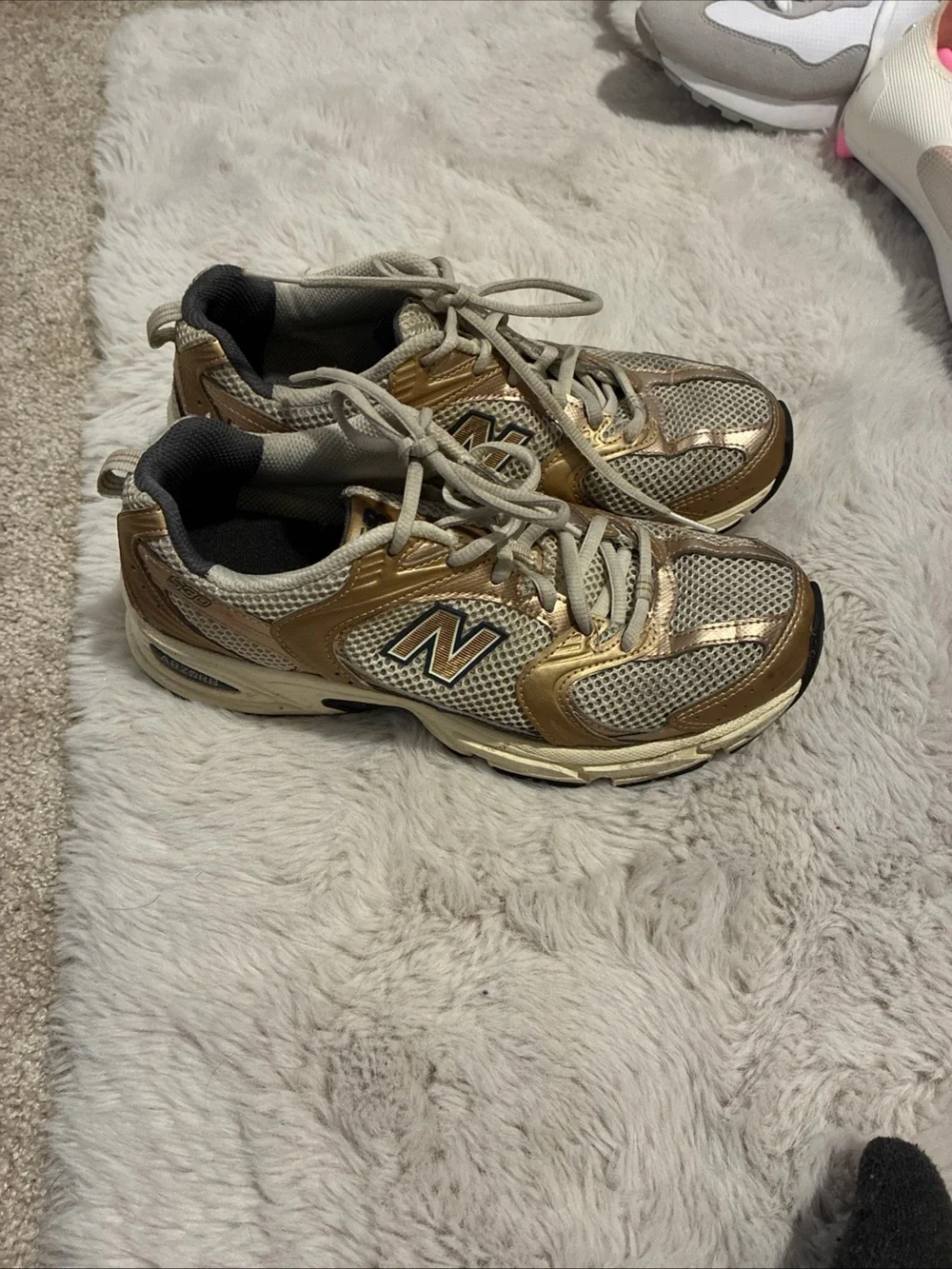 New Balance Women's Rose Gold and Gray Athletic Sneakers